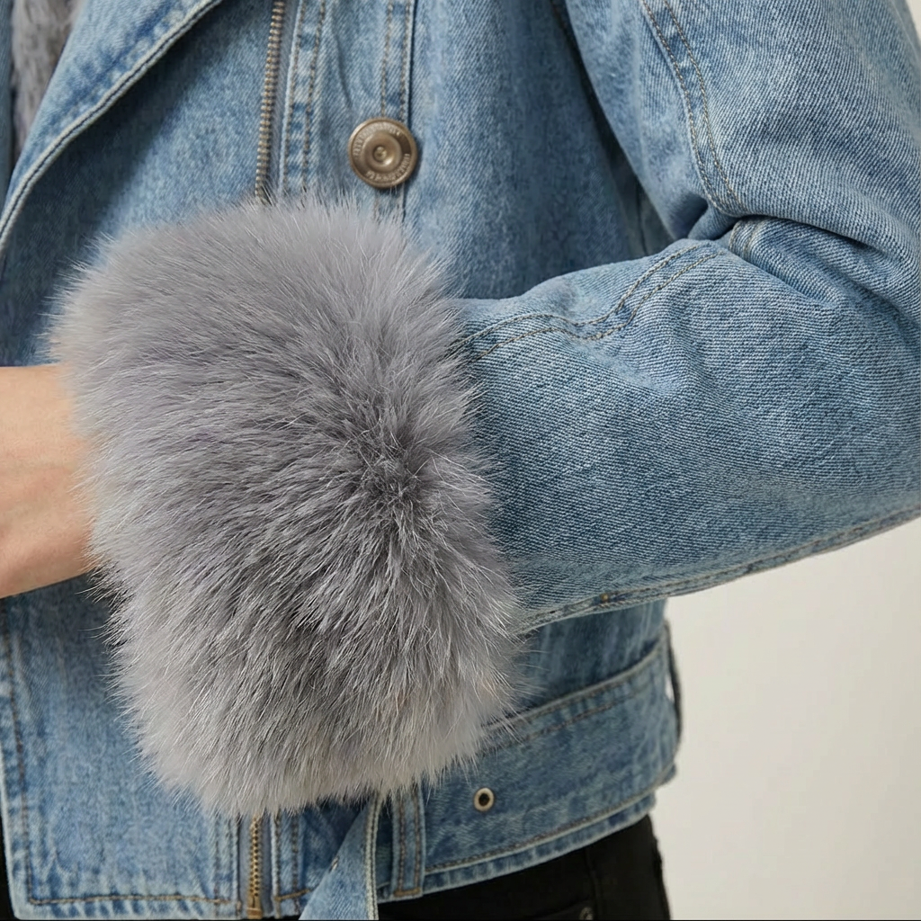 Dames Denim Jas met Vossenbontkraag