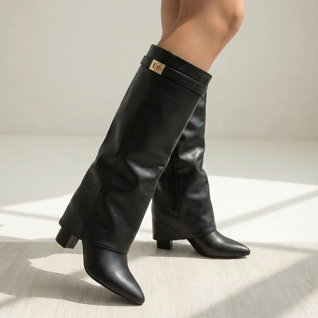 Dames Laarzen Suède Met Gouden Details