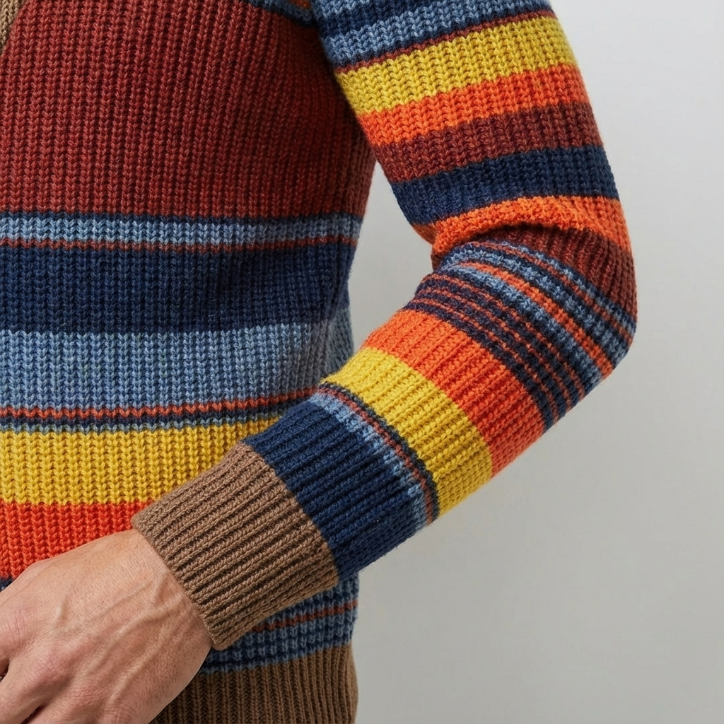 Heren Gebreid Vest Colorblock | Knoopsluiting