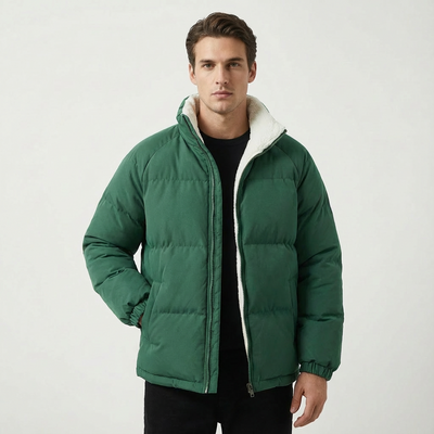 Heren Pufferjas Fleecevoering Met Hoge Kraag