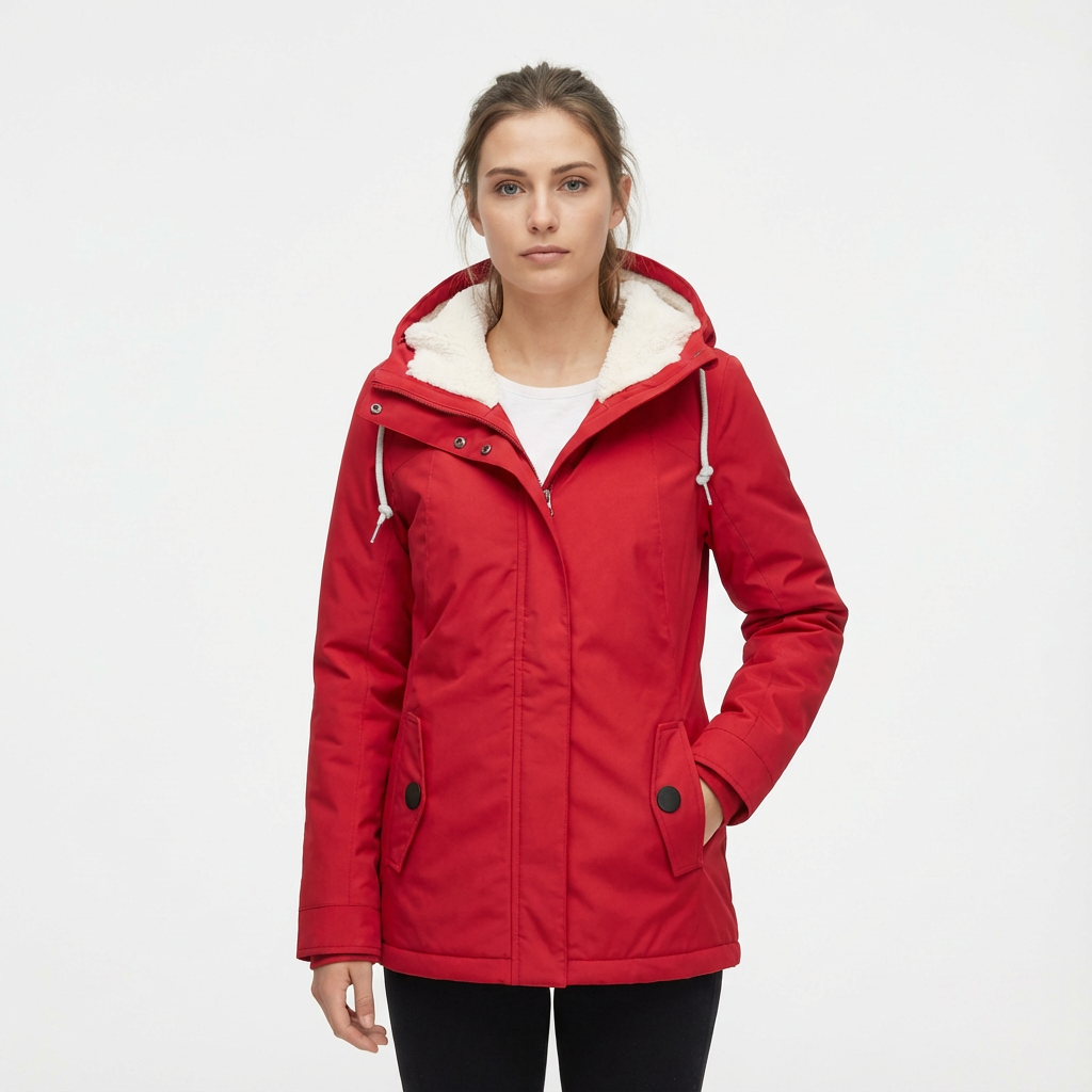 Lange Winterjacke Mit Kapuze & Futter