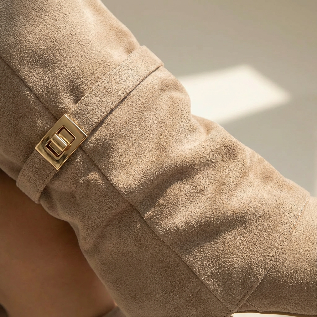 Dames Laarzen Suède Met Gouden Details