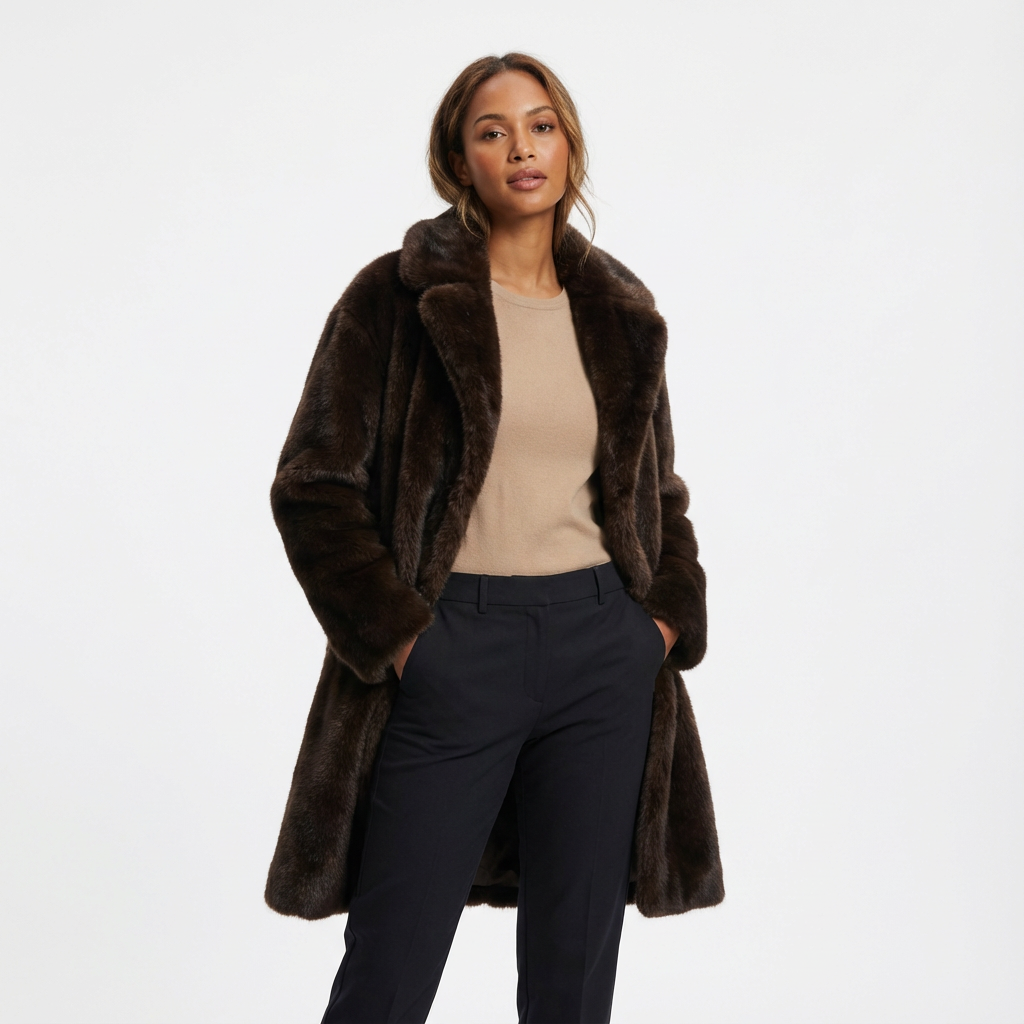 Dames Lange Kunstbont Jas