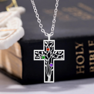 Familie Kruis Geboortesteen Ketting