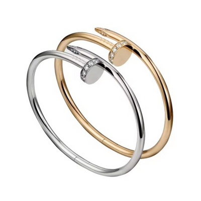 Gouden Cuff Spijker Armband met Diamantjes Dames