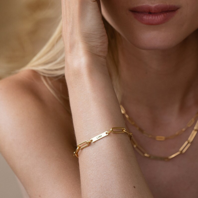 Gepersonaliseerde Namen Paperclip Armband