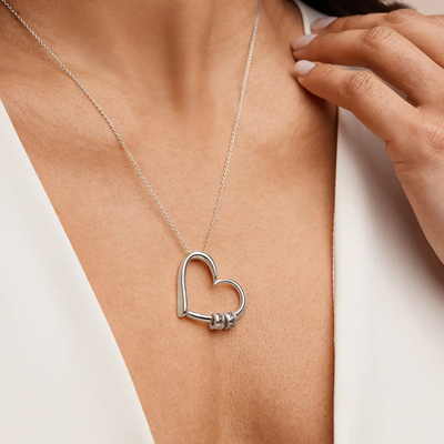 Hartketting met Gegraveerde Kralen voor Oma