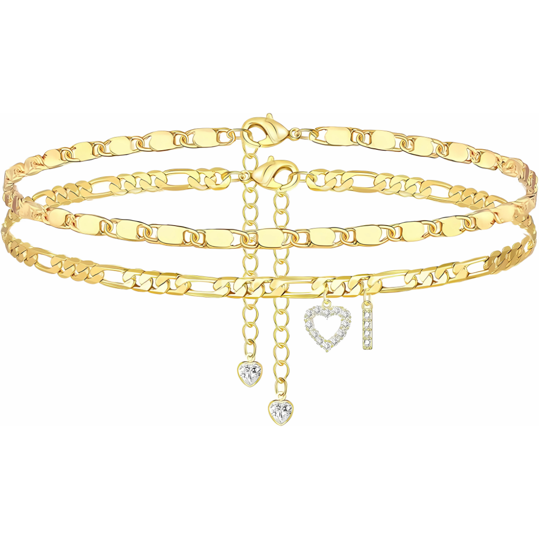 Gouden Diamanten Initiaal Enkelband Dames