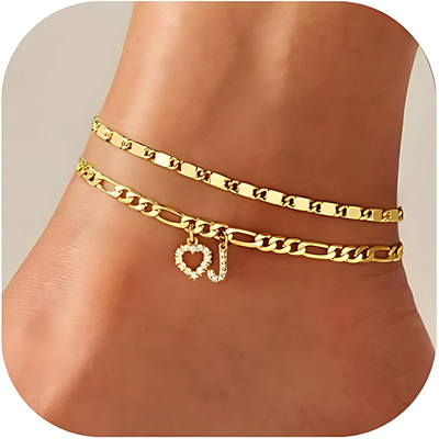 Gouden Diamanten Initiaal Enkelband Dames
