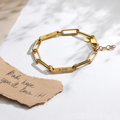 Gepersonaliseerde Namen Paperclip Armband