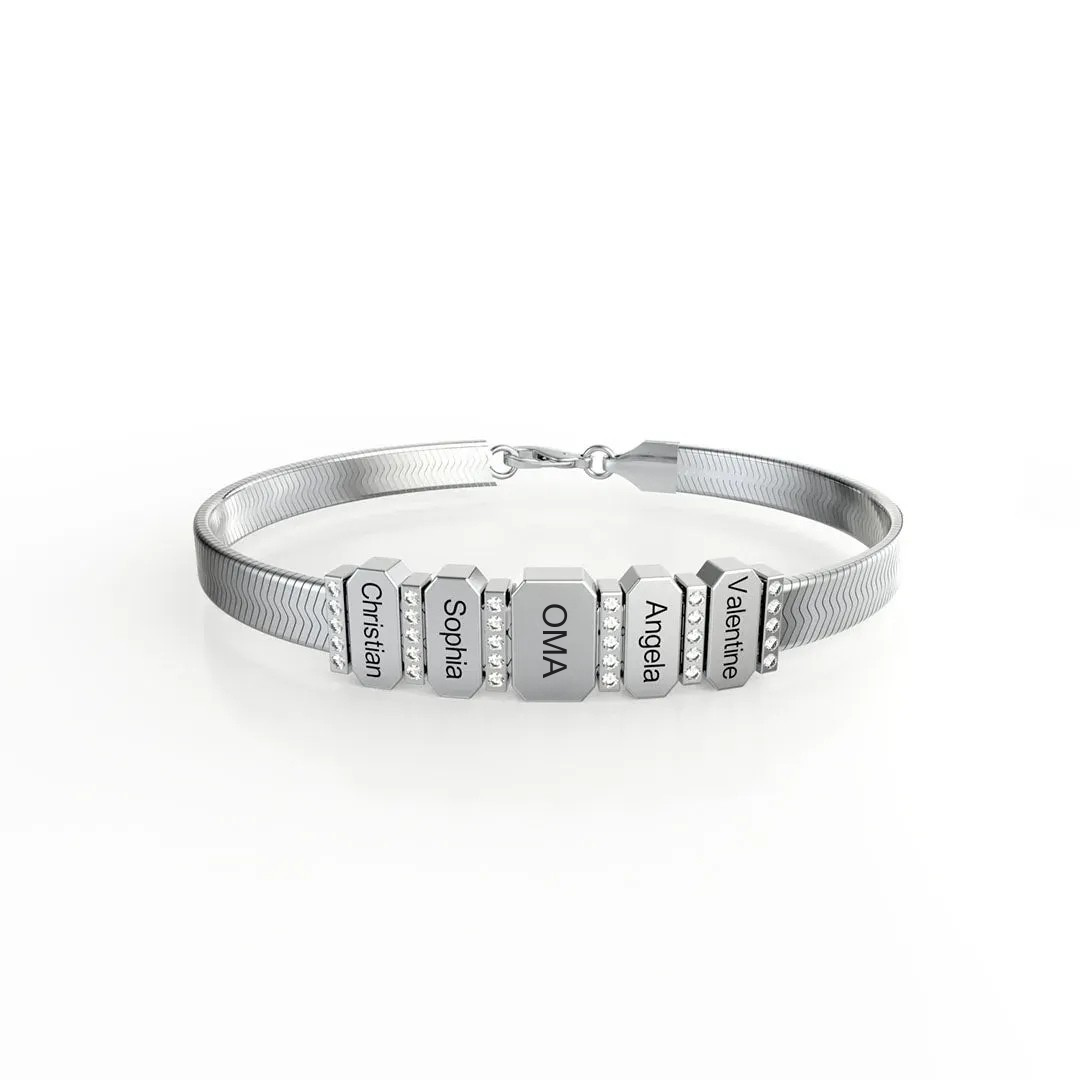 Gepersonaliseerde Herringbone Namen Armband