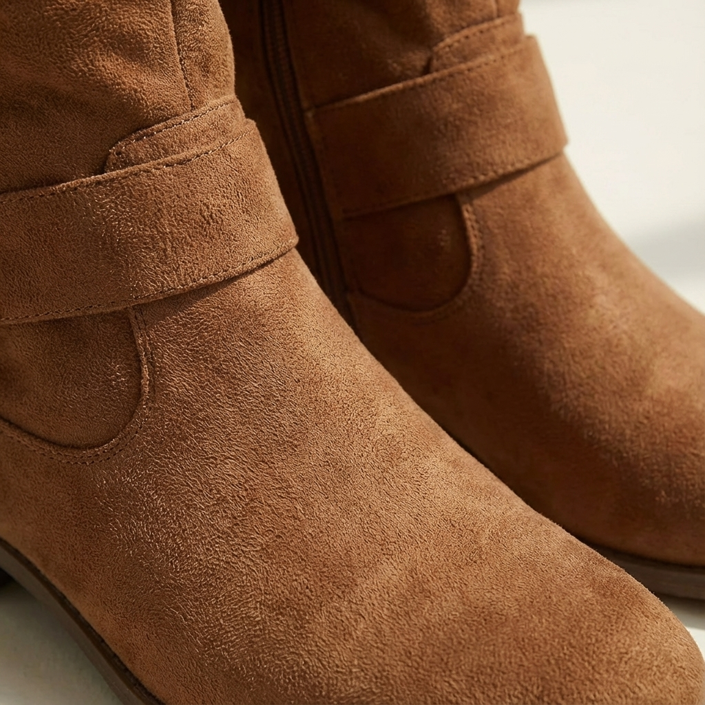 Dames Knielaarzen Suède Met Ritssluiting