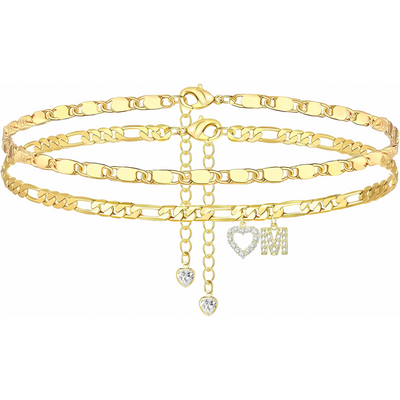 Gouden Diamanten Initiaal Enkelband Dames