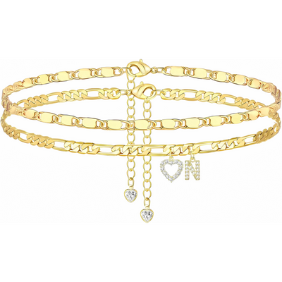 Gouden Diamanten Initiaal Enkelband Dames