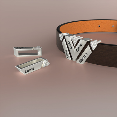 Gepersonaliseerde Namen Leren Armband met Hartkristal
