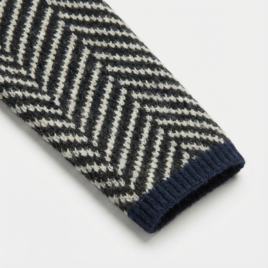 Dames Gebreide Trui Visgraat | Opstaande Kraag