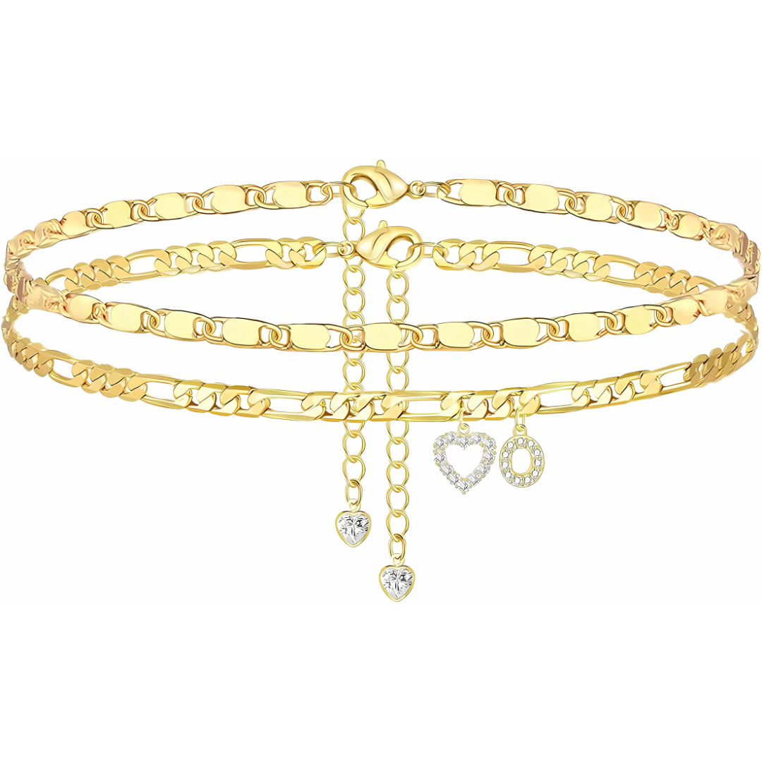 Gouden Diamanten Initiaal Enkelband Dames