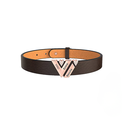 Gepersonaliseerde Namen Leren Armband met Hartkristal