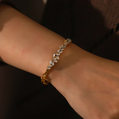 Gouden Baguette Kristal Armband Dames