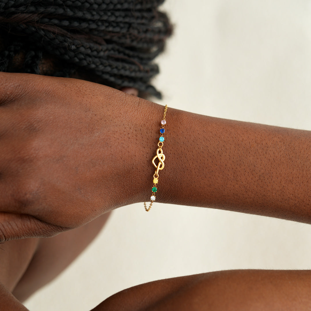 Gepersonaliseerde Hartknoop Geboortesteen Armband
