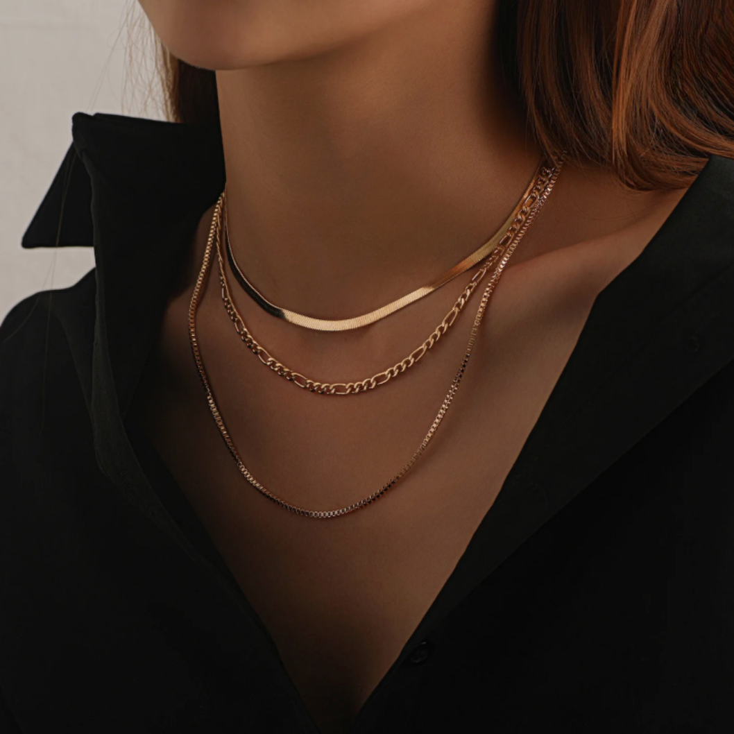 Gouden Brede Schakel Ketting Dames