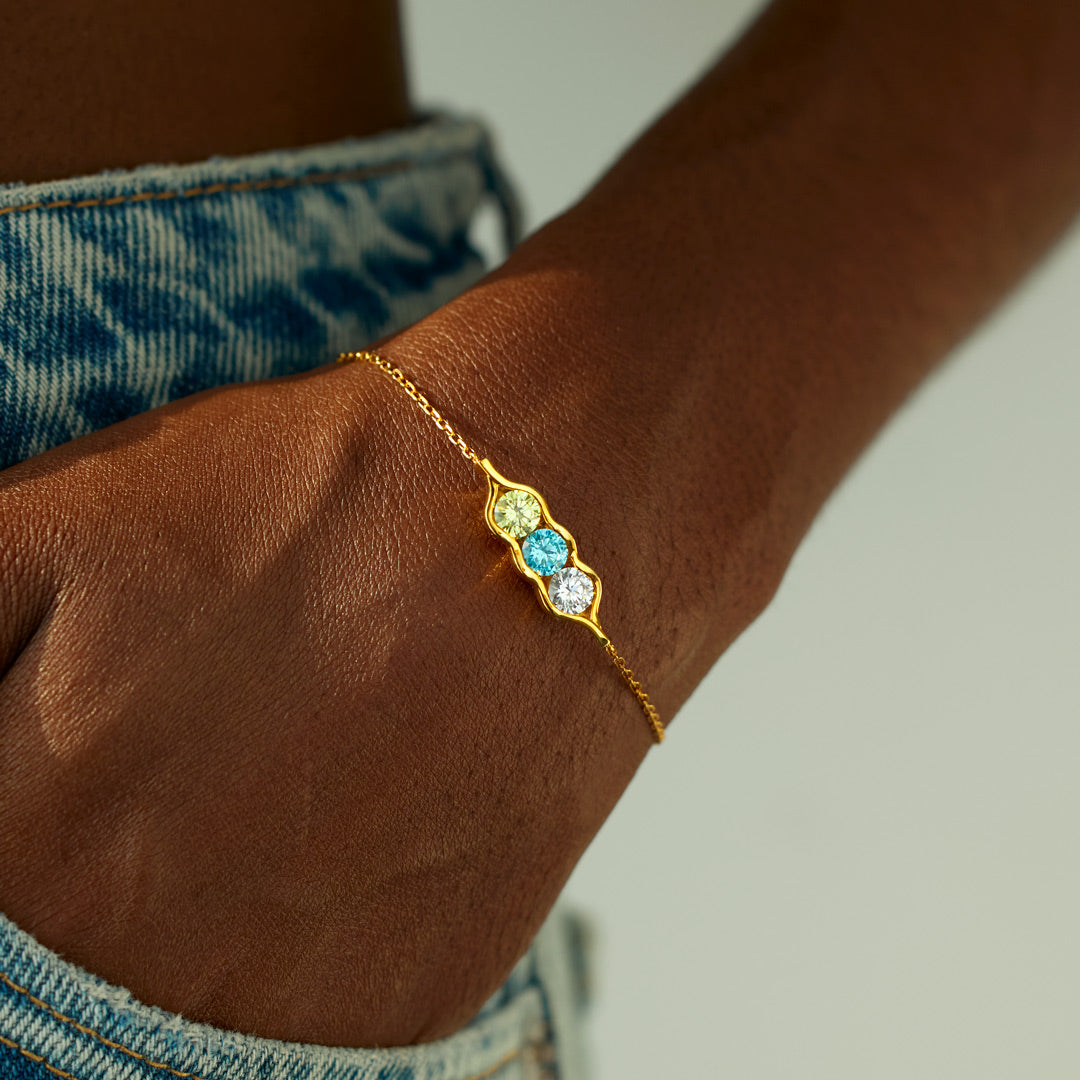 Pea-Pod Gepersonaliseerde Geboortesteen Armband