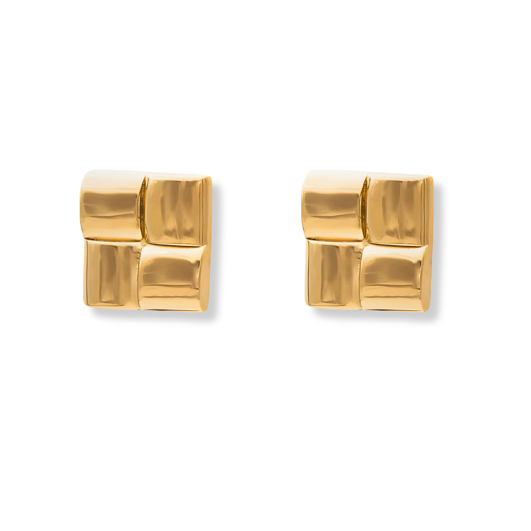 Vierkante Gouden Statement Studs Dames