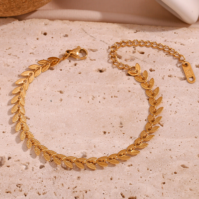 Elegant Gouden Blad Enkelband Dames
