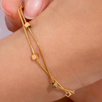 Gouden Fijne Kubus Armband Dames