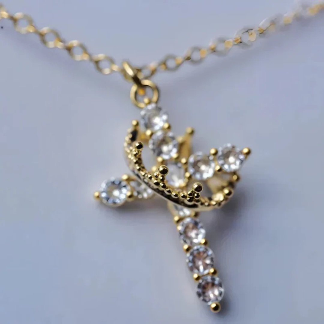 Kristallen Kruis Ring Ketting Dames
