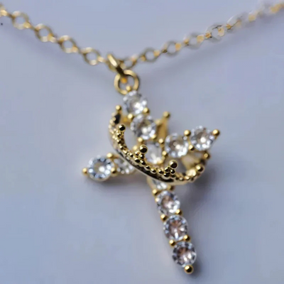 Kristallen Kruis Ring Ketting Dames