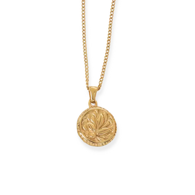 Gouden Bloem Medaillon Ketting Dames