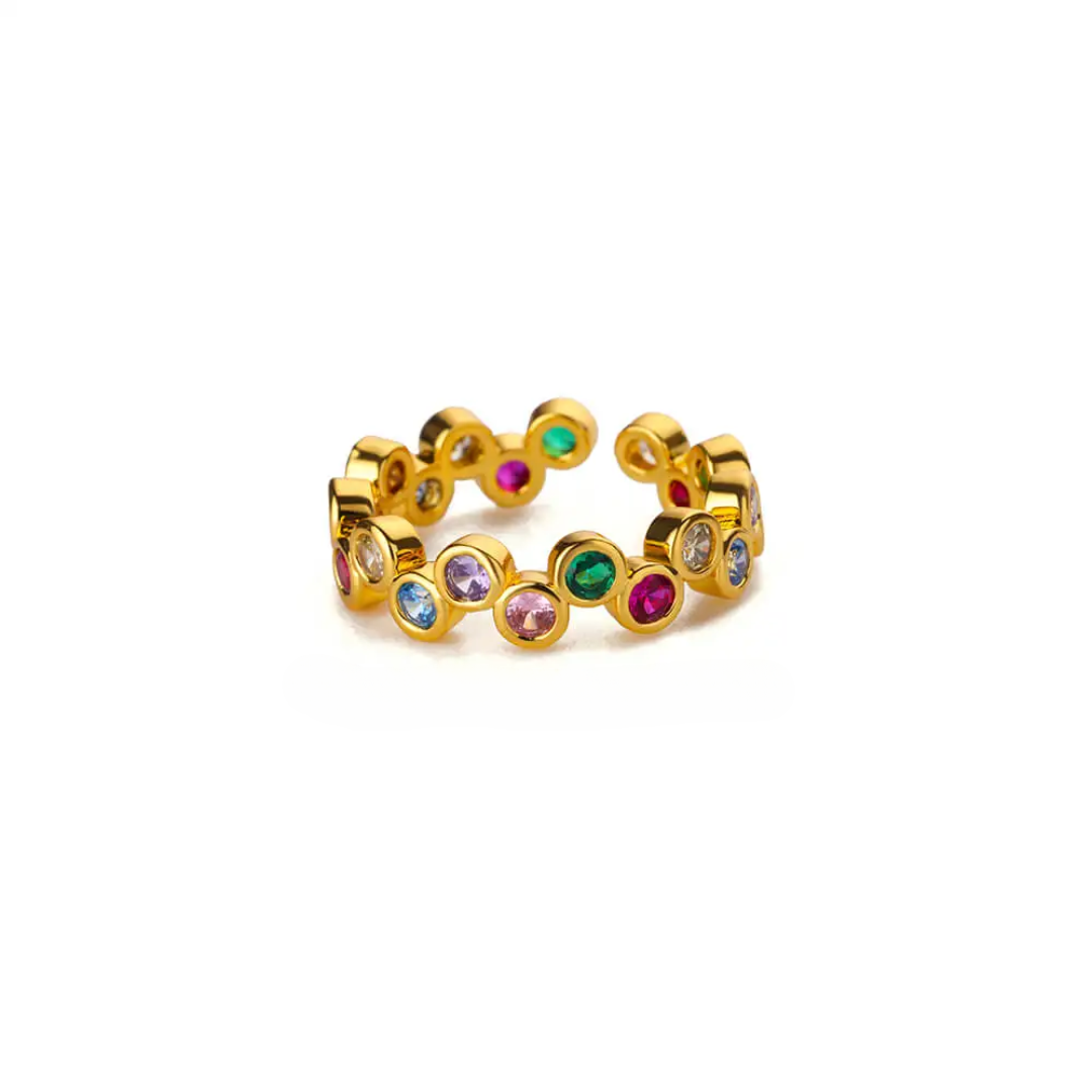 Gouden Multisteen Open Ring Dames
