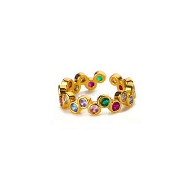 Gouden Multisteen Open Ring Dames