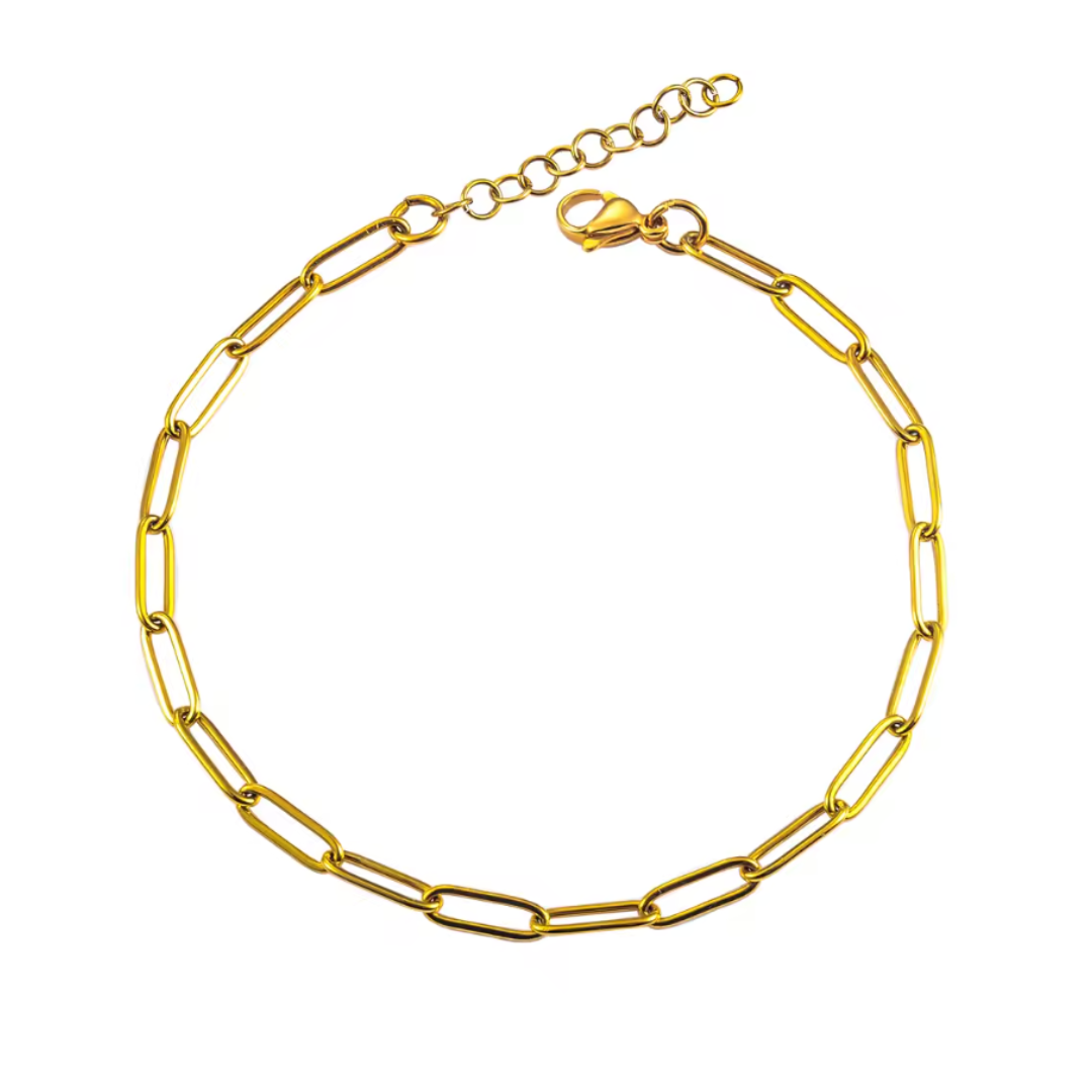 Gouden Paperclip Link Armband Dames