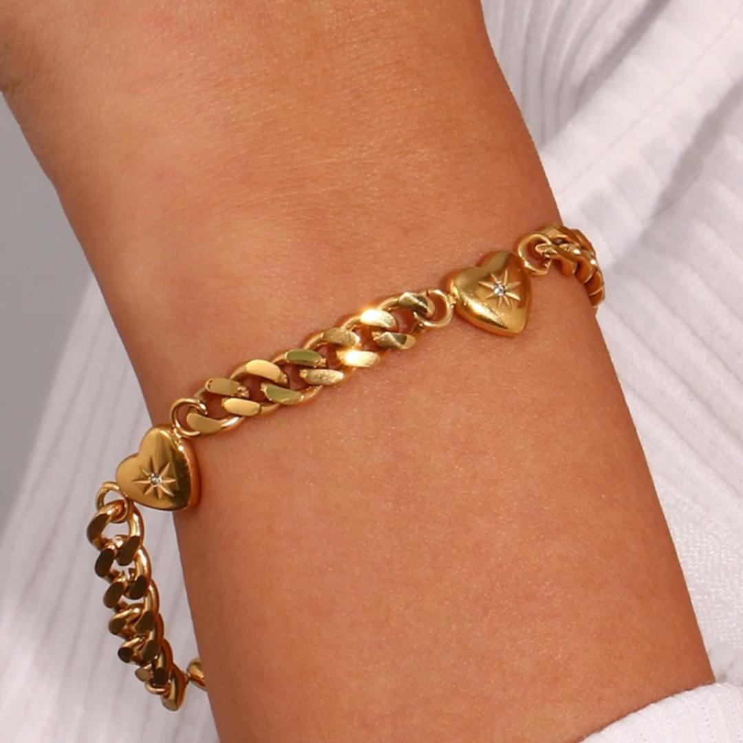 Gouden Vintage Hart Armband Dames