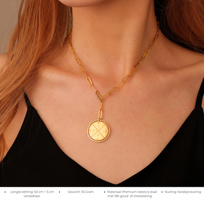 Gouden Initialen Disk Ketting Dames