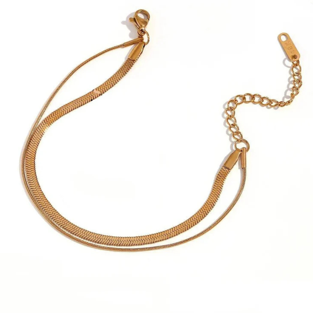Dubbele Gouden Herringbone Armband Dames