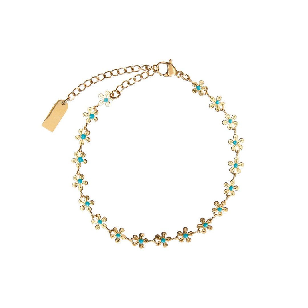 Sierlijke Turquoise Bloemen Armband Dames
