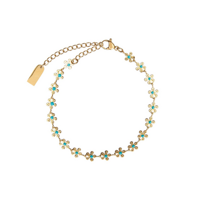 Sierlijke Turquoise Bloemen Armband Dames
