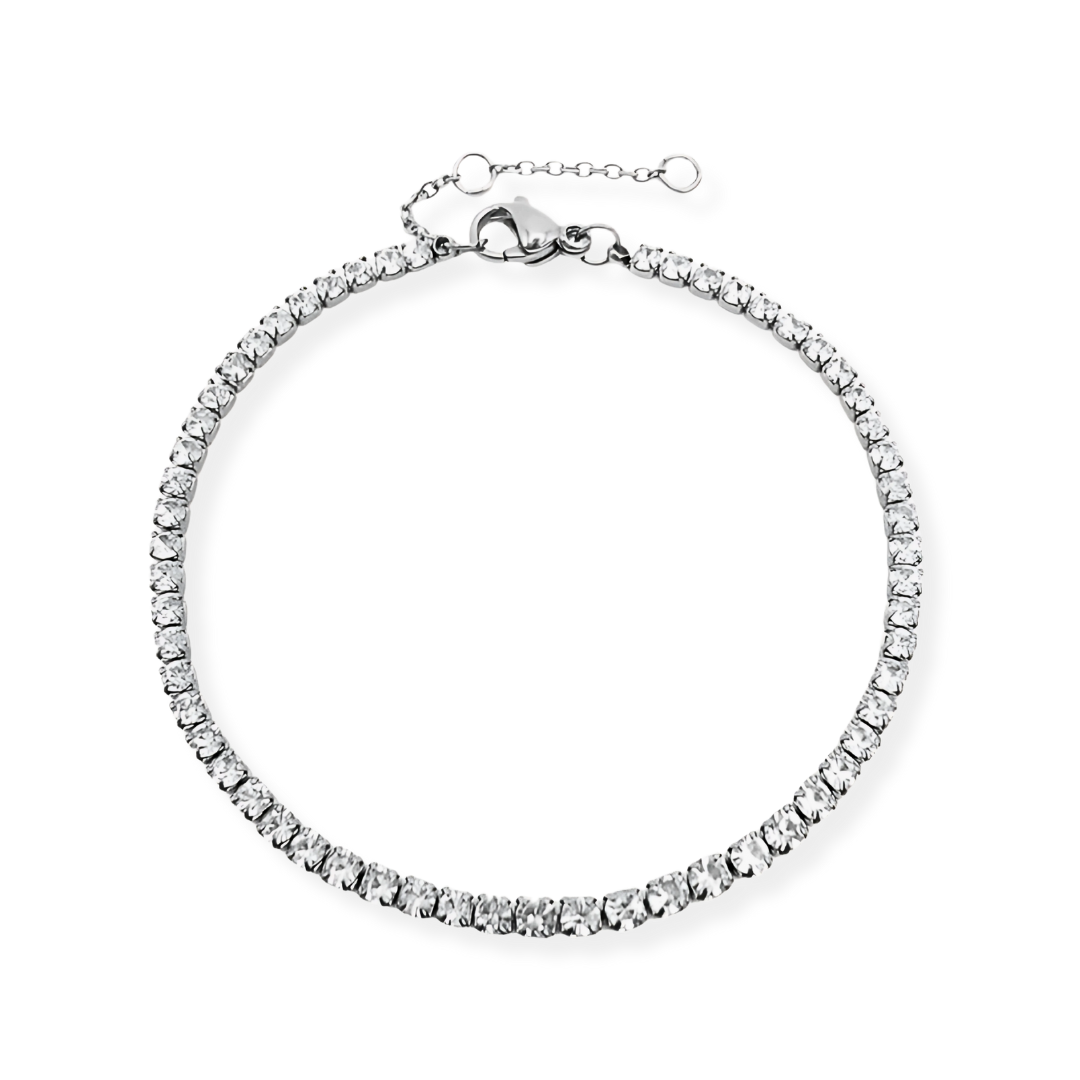 Verstelbare Zilveren Zirkonia Tennisarmband Dames