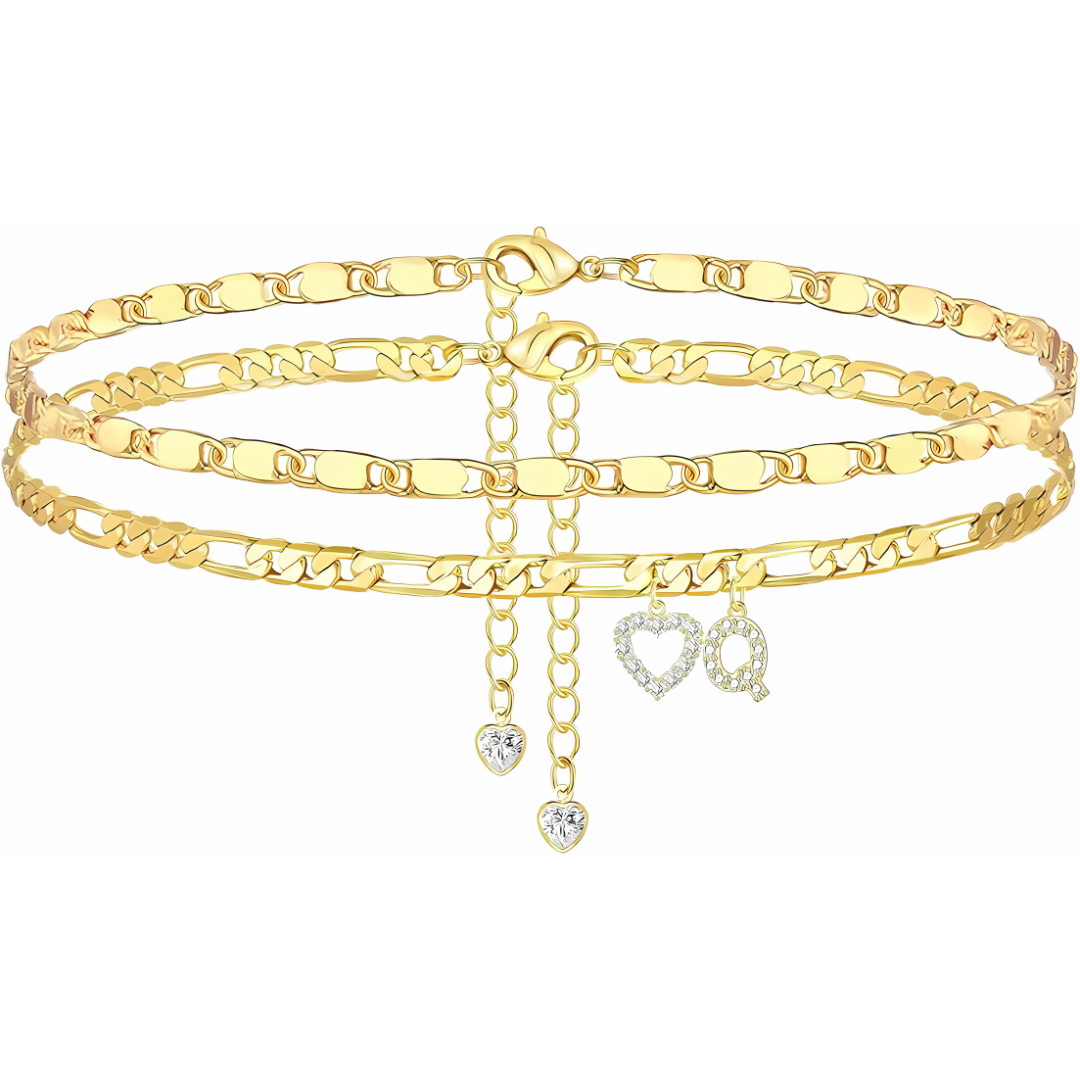 Gouden Diamanten Initiaal Enkelband Dames