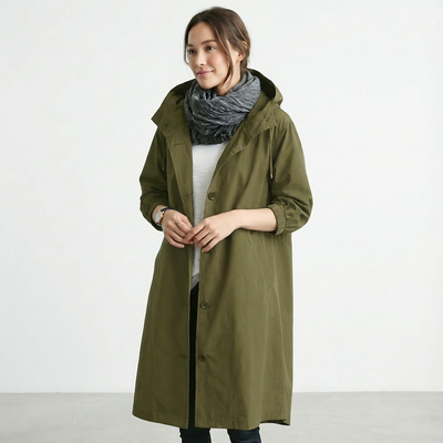 Dames Trenchcoat Met Capuchon