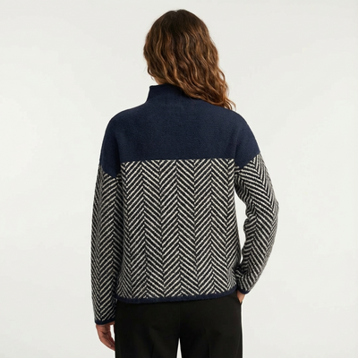 Dames Gebreide Trui Visgraat | Opstaande Kraag