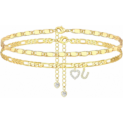 Gouden Diamanten Initiaal Enkelband Dames