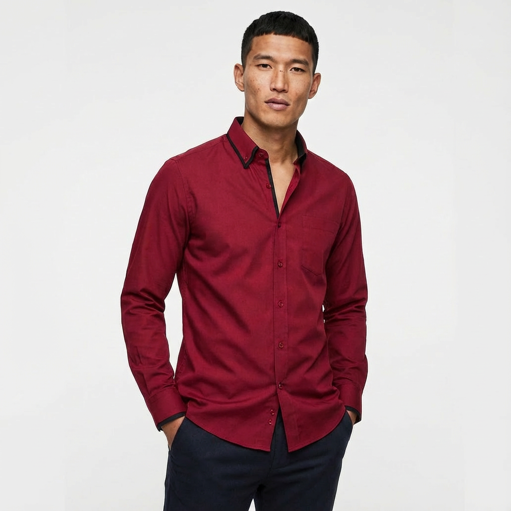 Heren Overhemd Stretch Katoen Lange Mouw