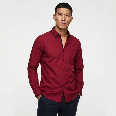 Heren Overhemd Stretch Katoen Lange Mouw