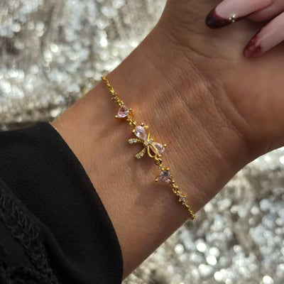 Strik Roze Diamantjes Armband Dames