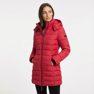 Dames Lange Pufferjas Met Capuchon