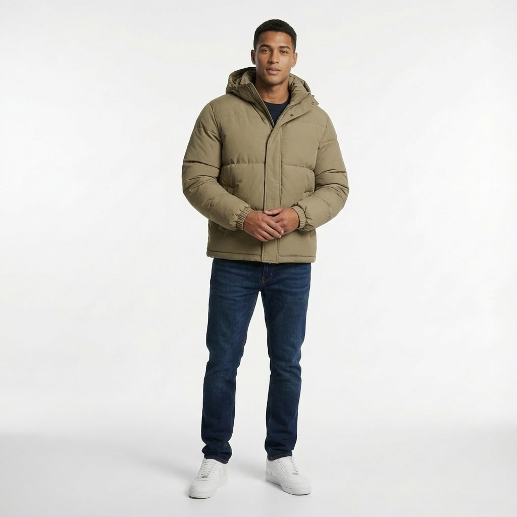 Heren Gewatteerde Pufferjas Met Capuchon